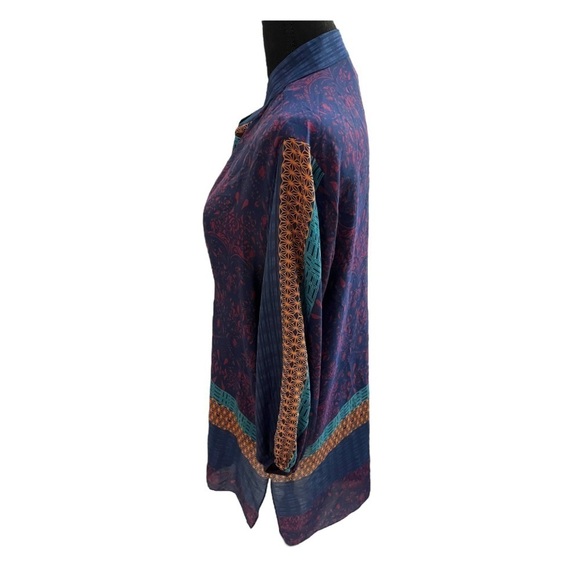 Analili Women Colorful Silk Blend Tunic Size Small - Picture 3 of 9